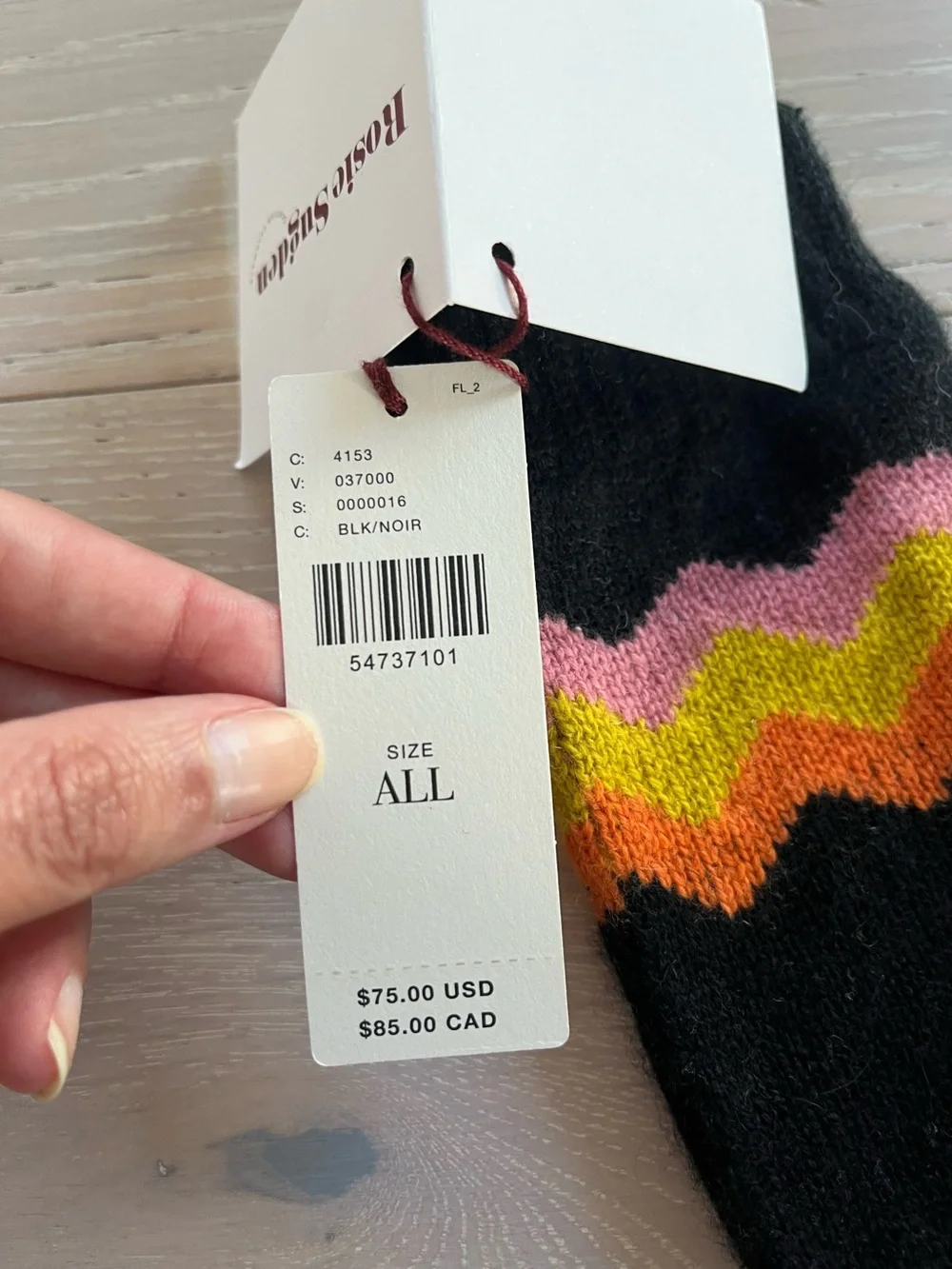 New! Rosie Sugden - black chevron cashmere  wrist-warmers